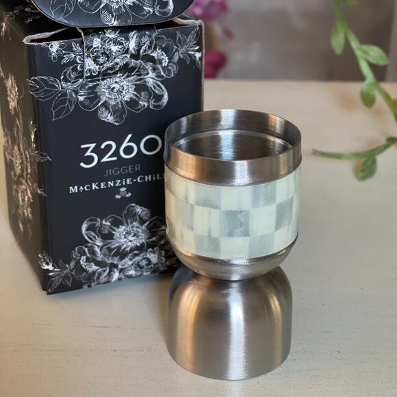 MacKenzie-Childs 3260 Jigger — Sterling Check® | Dual-Ended 1 oz / 1.5 oz | Gift - Picture 5 of 9